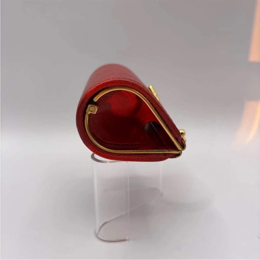 Yves Saint Laurent Red Coin Purse with Gold Accents - Picture 10 of 13